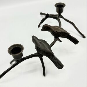 🎁HP! Bronze Candle Holder with 2 Birds on a Branch
